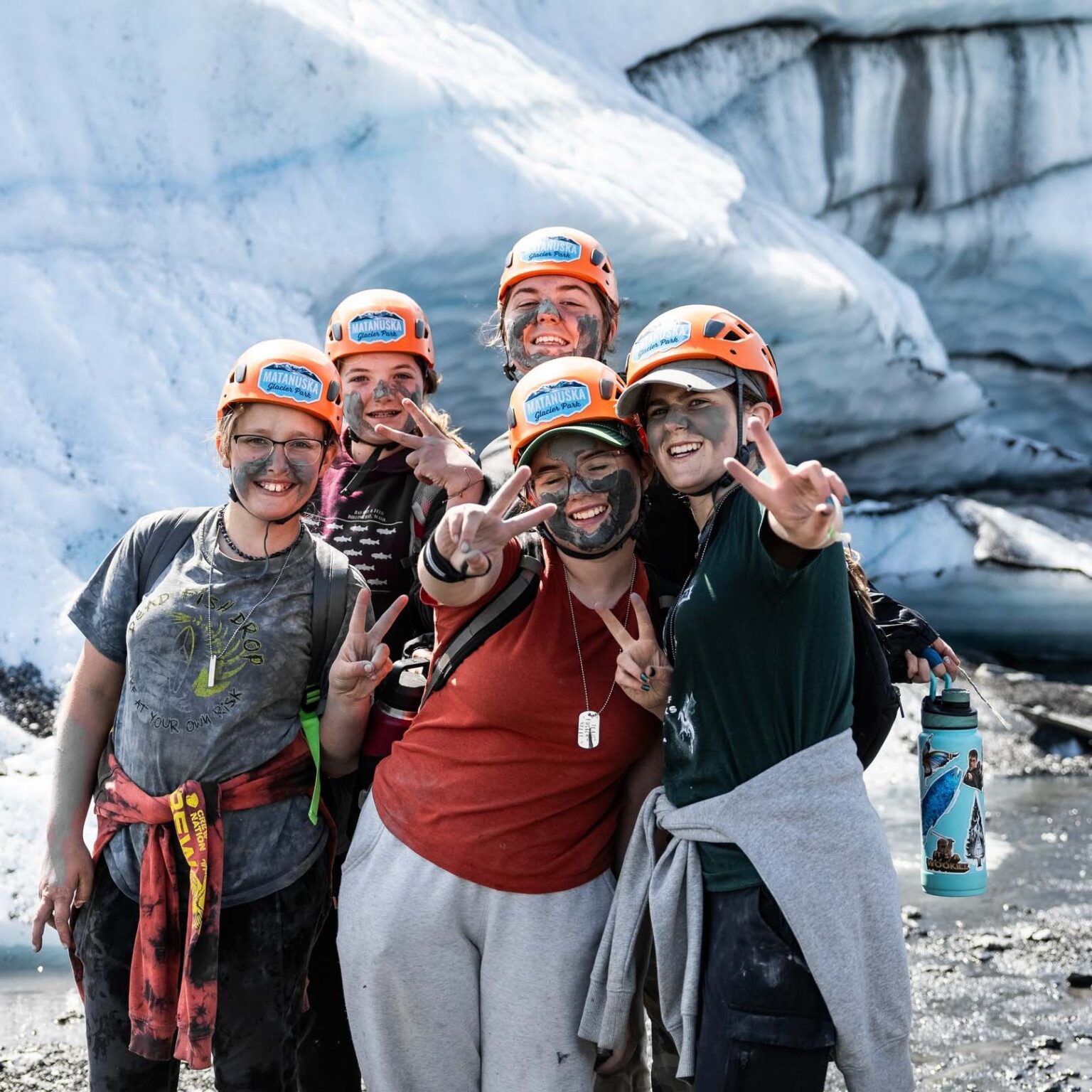 Girls glacier hiking