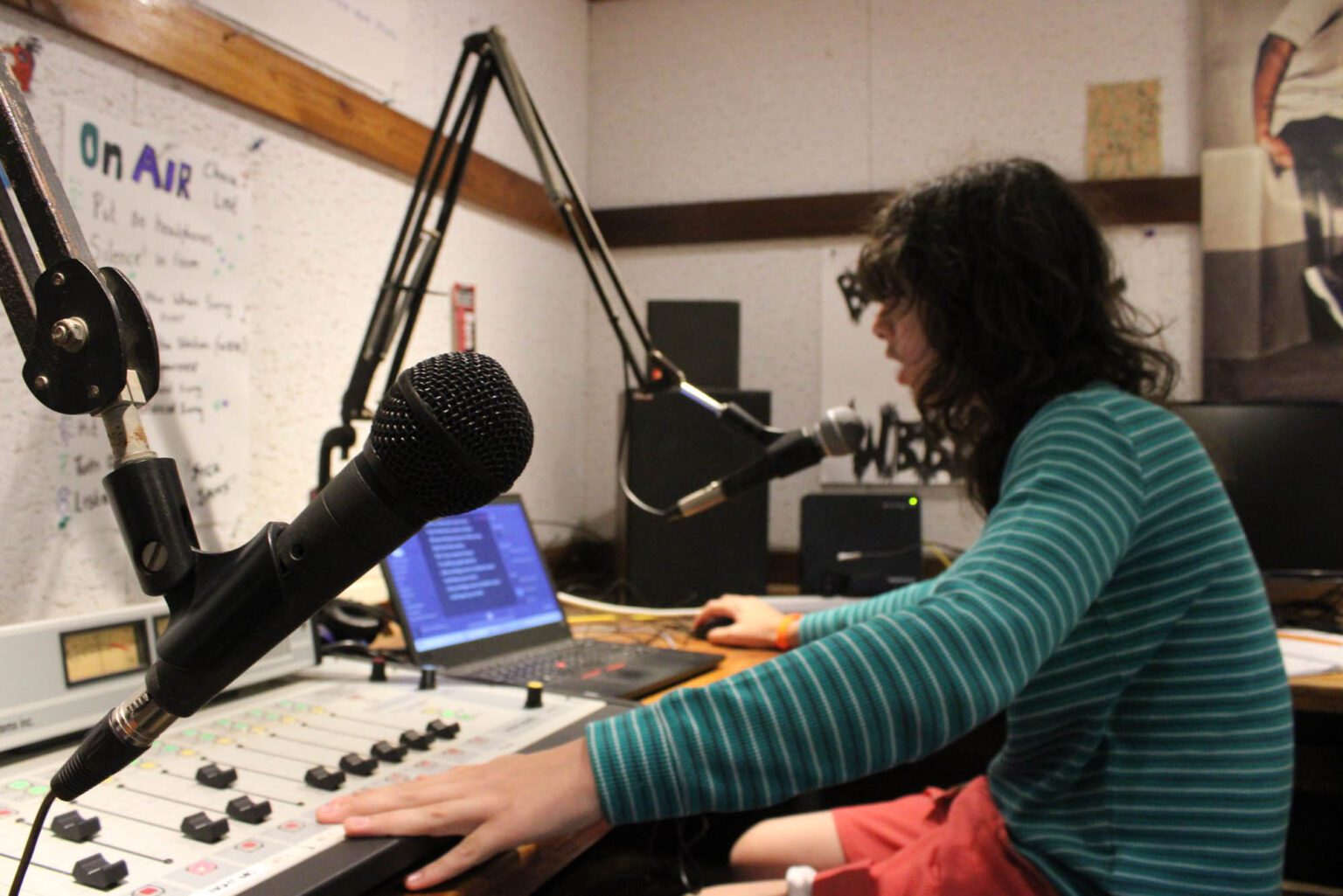 Camper hosting radio broadcast