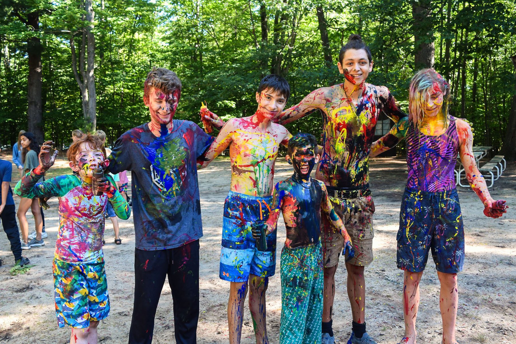 Campers covered in paint