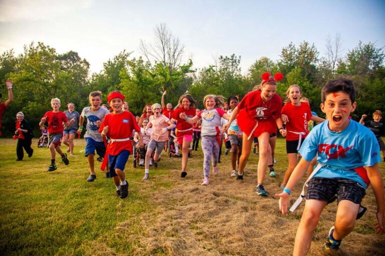 Excited campers running