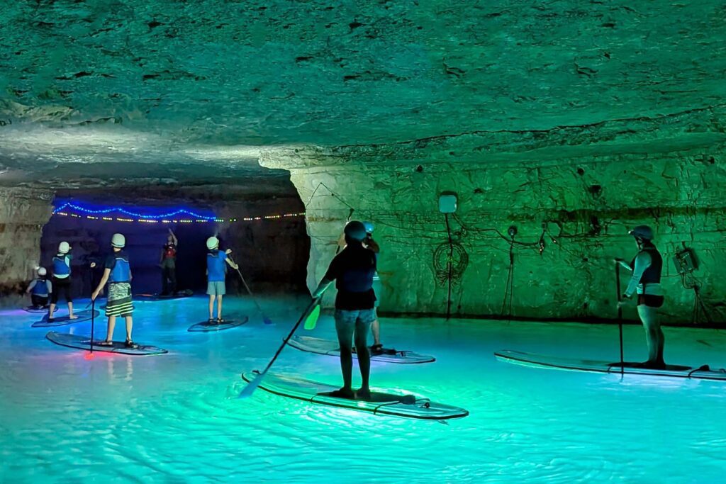 Paddle boarding inside cave