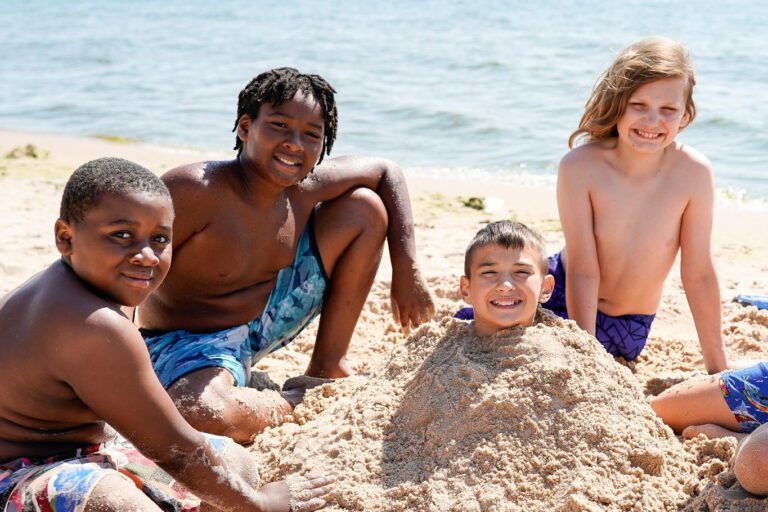 Boys playing on beach