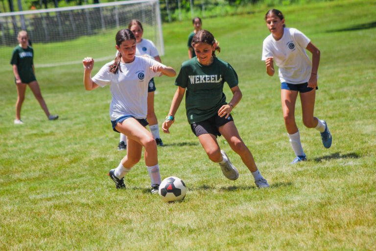 Girls playing soccer