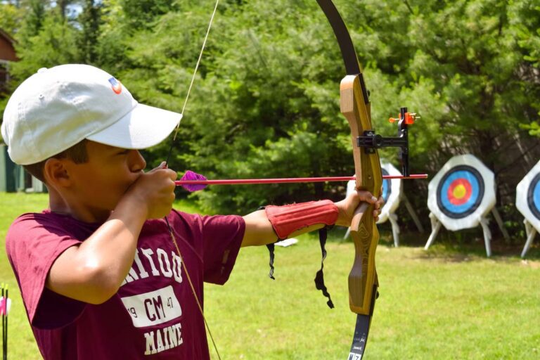 Boy at archery range