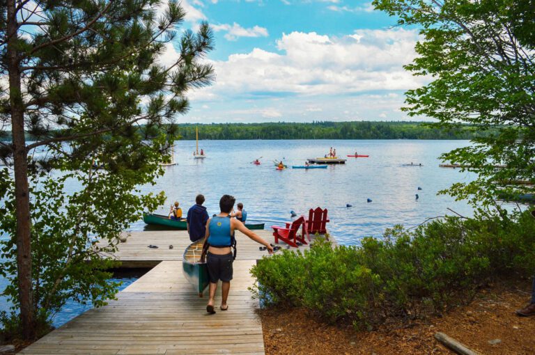Campers playing in the water
