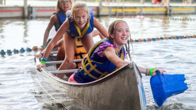 Girls in a canoe