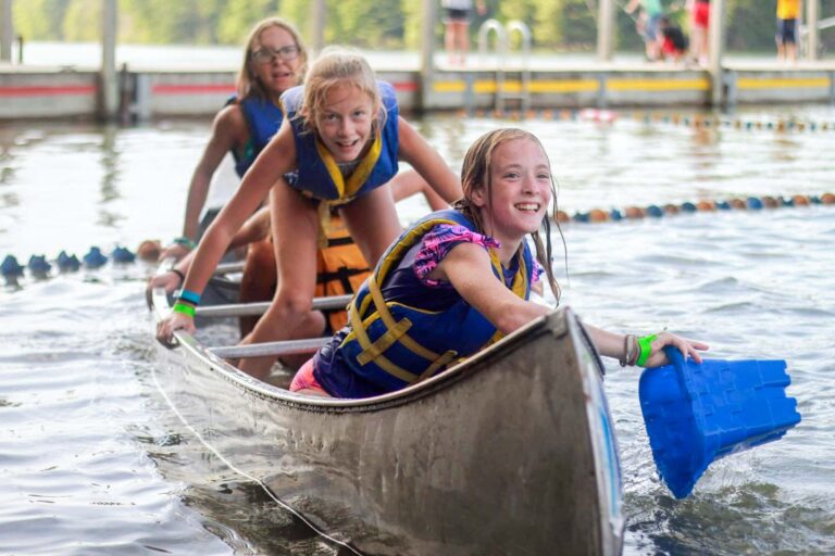 Girls in a canoe