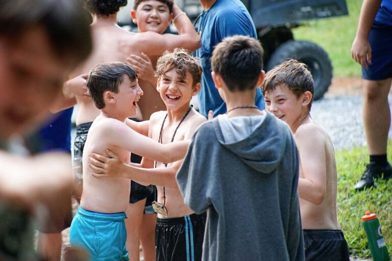Excited boys celebrating