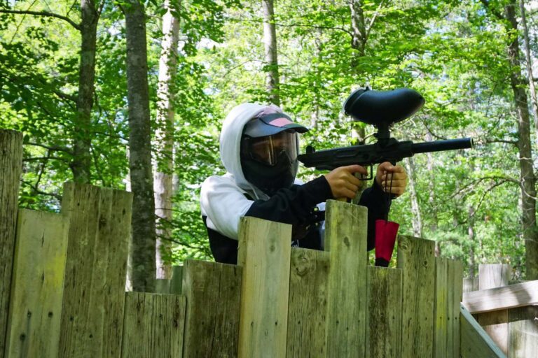 Camper playing paintball