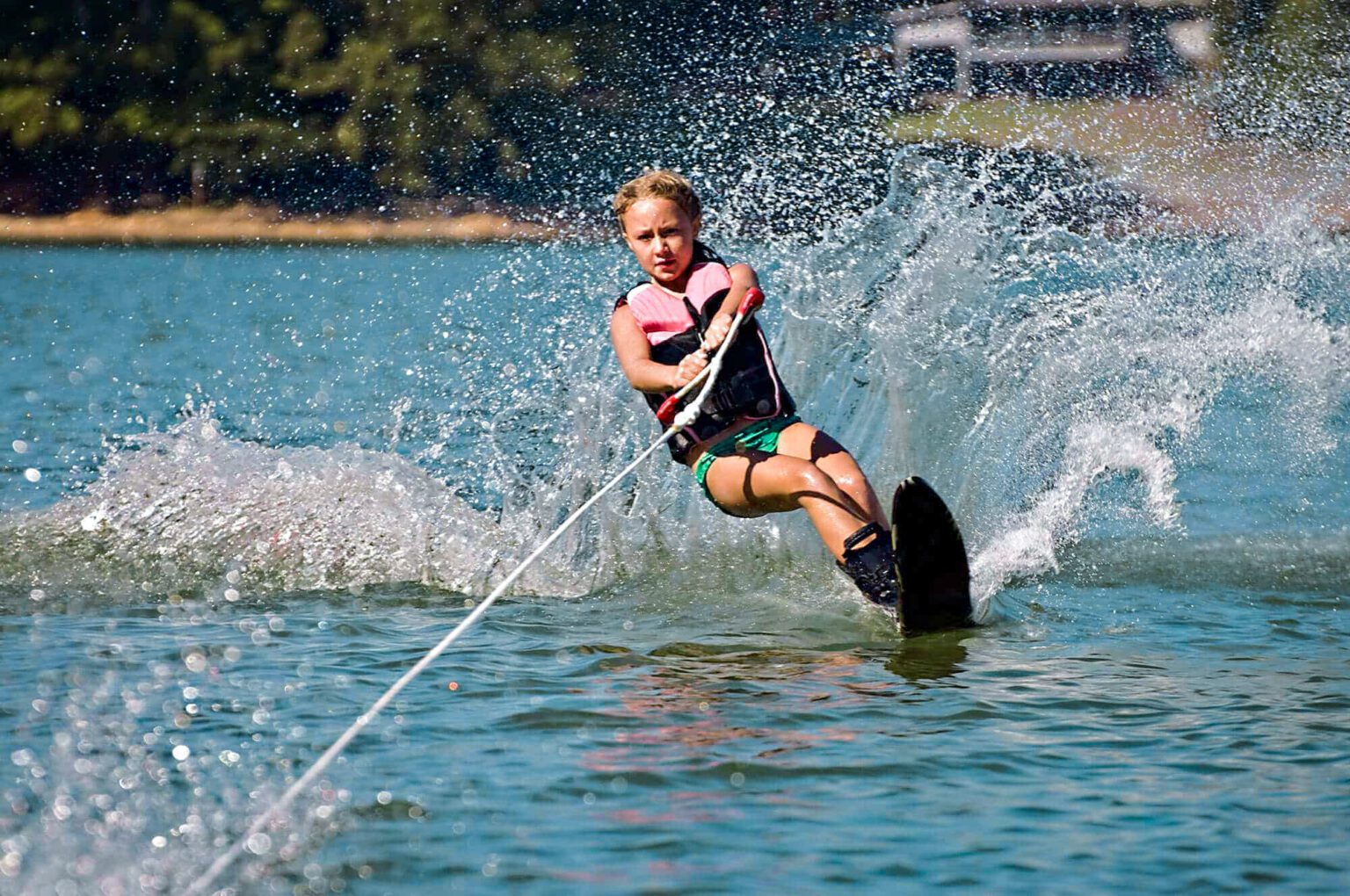 Girl waterskiing
