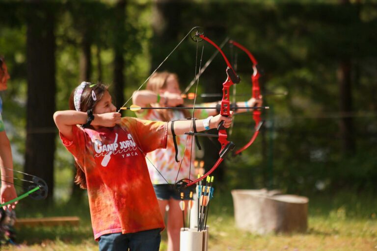 Campers at archery range