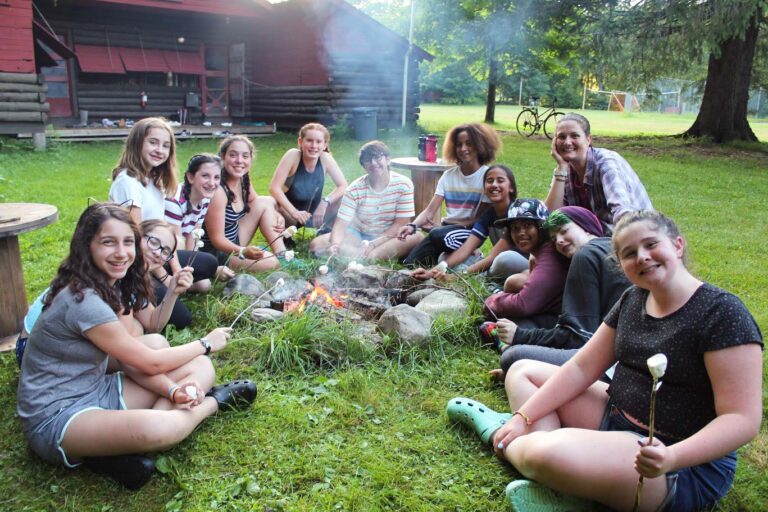 Campers around a camp fire