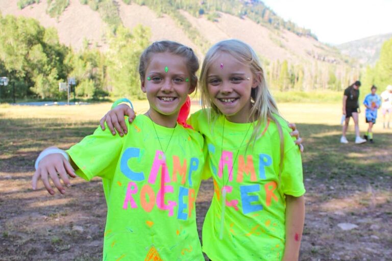 Two girls with neon shirts