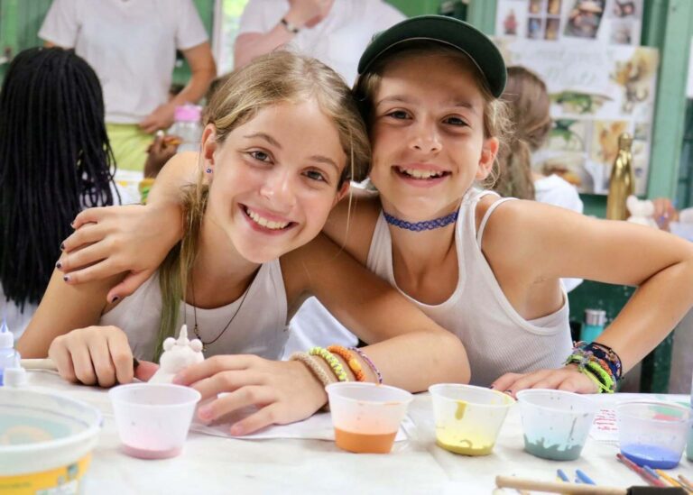 Girls at arts and crafts