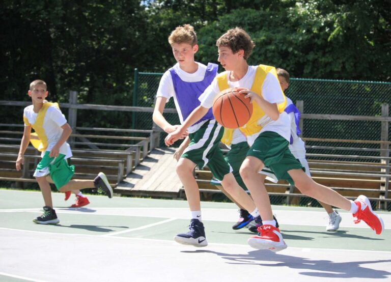 Boys playing basketball