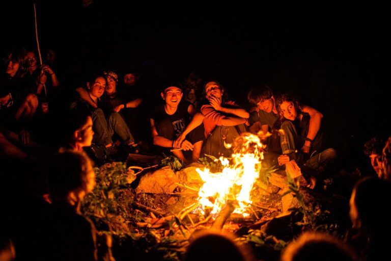 Campers around a camp fire