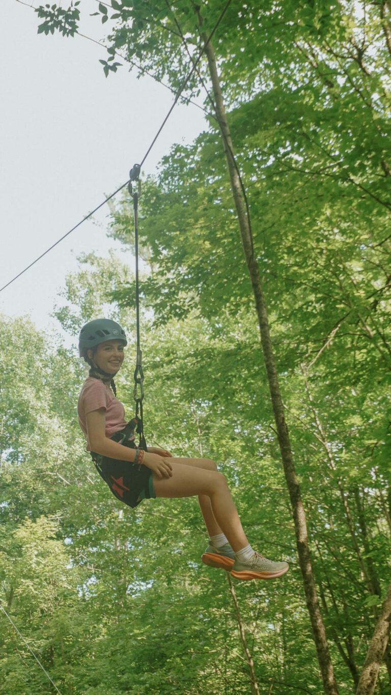 Camper on zipline