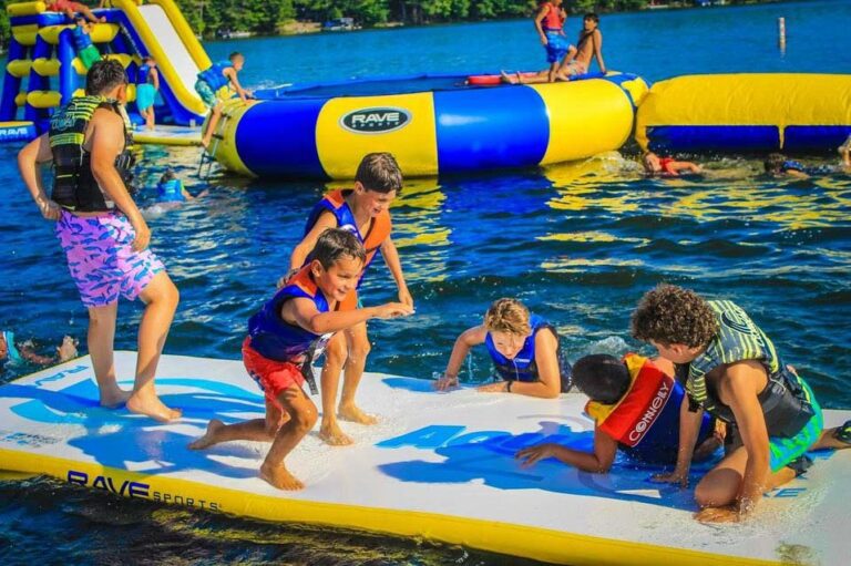 Campers playing in the lake