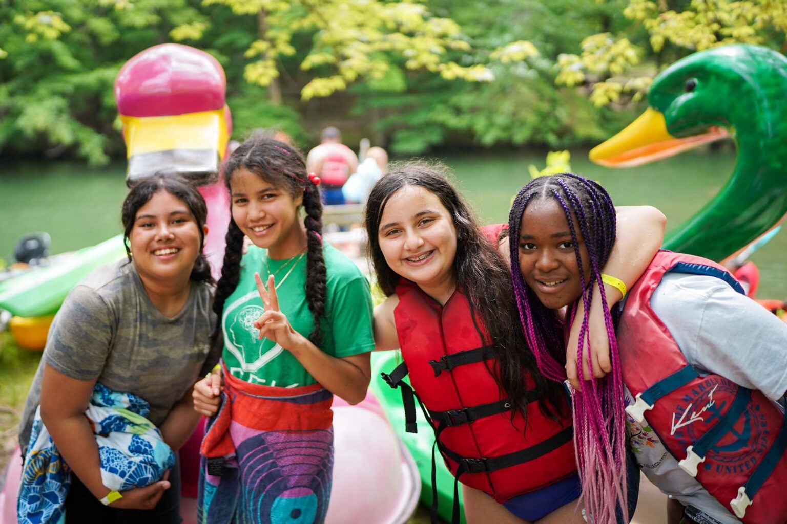 Girls smiling together