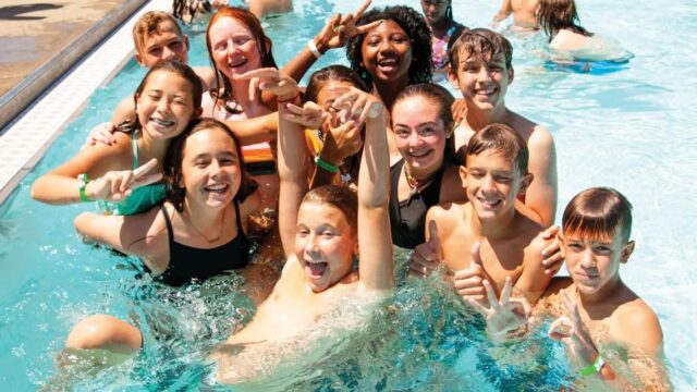 Happy campers enjoying the pool