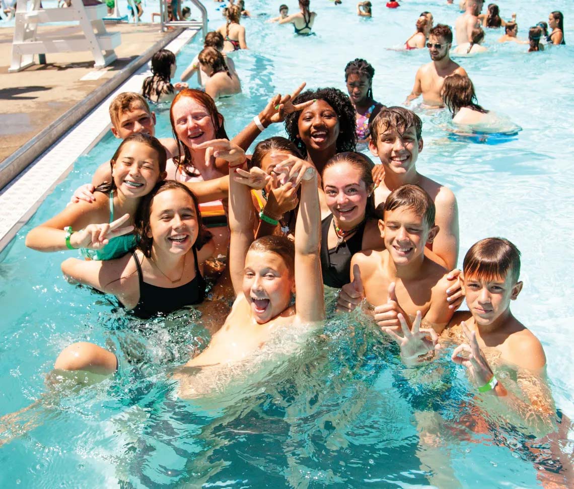 Happy campers enjoying the pool