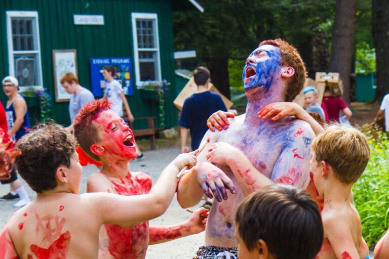 Campers covered in paint