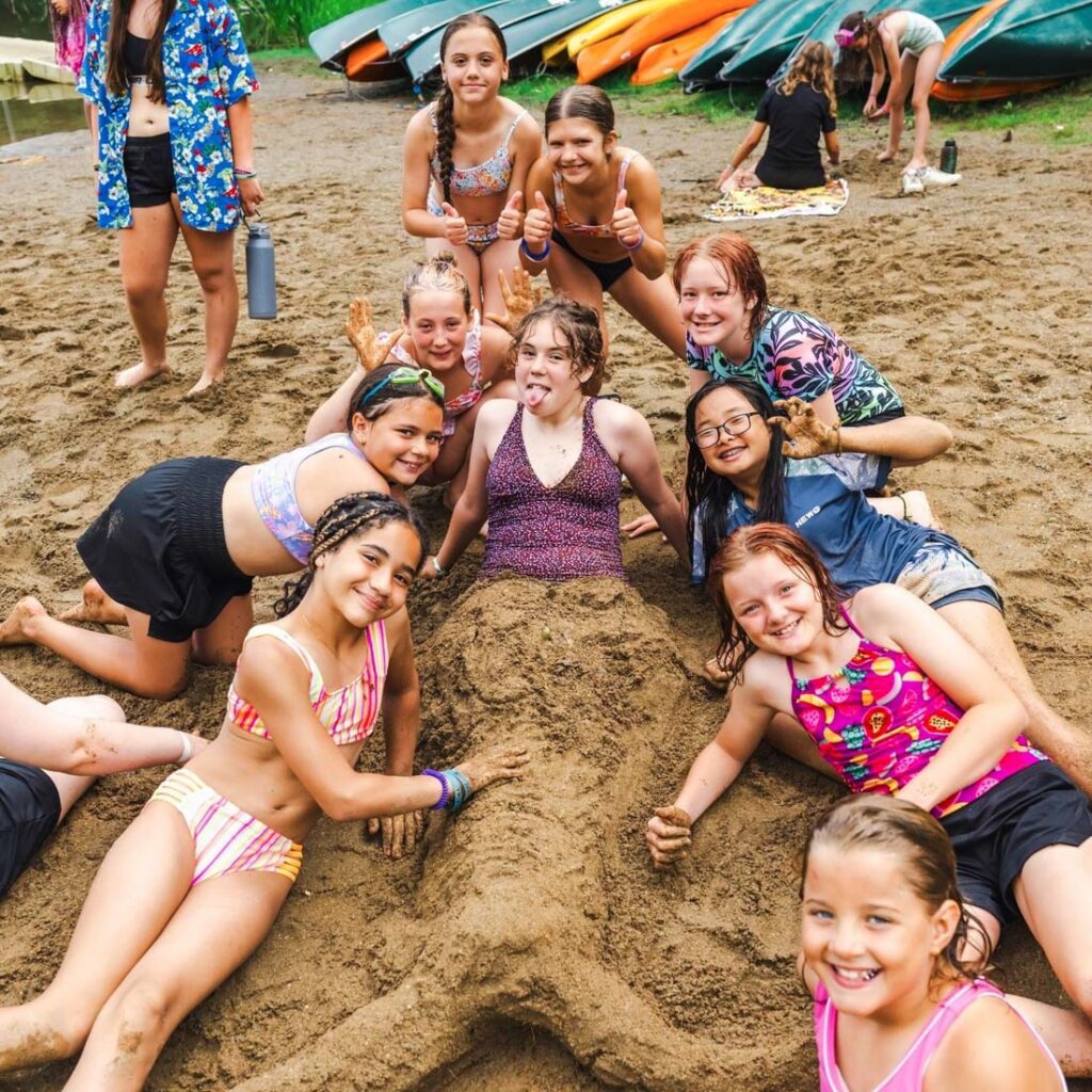 Happy girls on beach