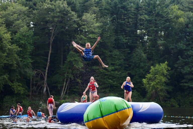 Camper being launched from water blob