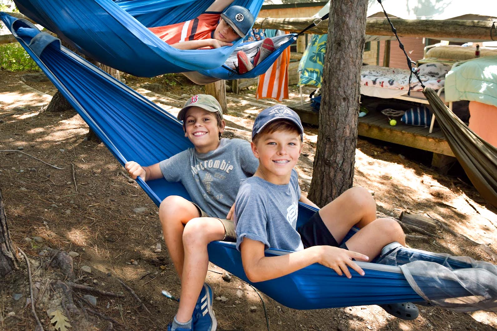 Boys relaxing in hammocks
