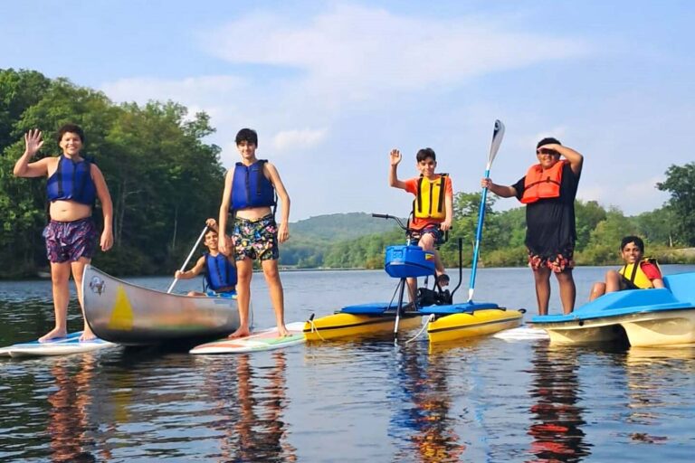 Campers boating