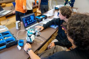 Boys working on robotics