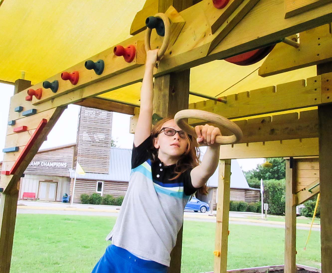 Boy on ninja course
