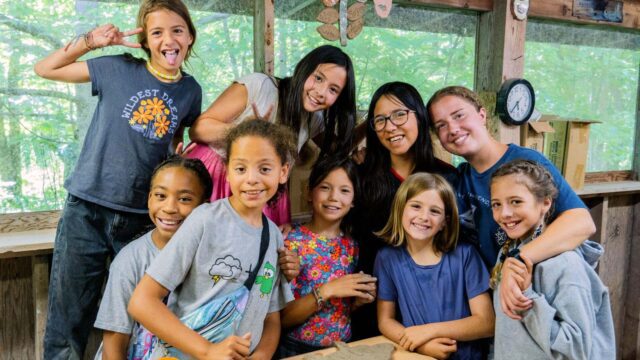Happy girls at camp