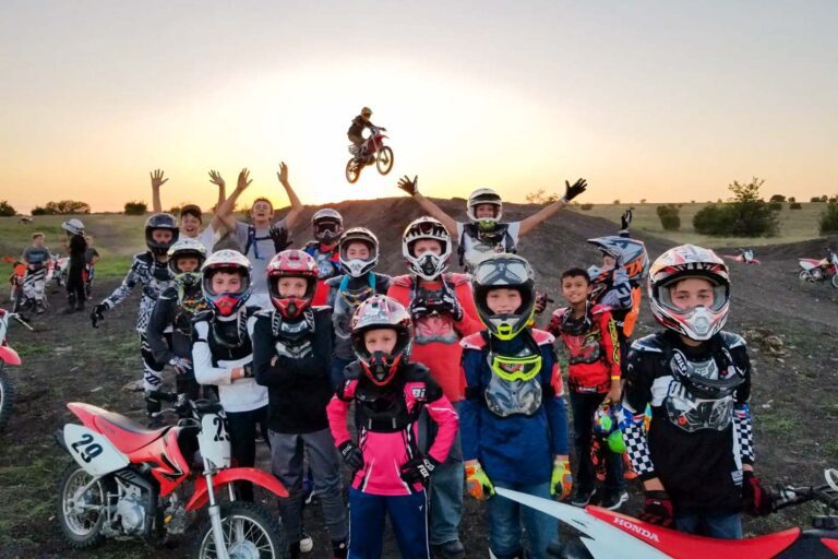 Motocross campers at sunset