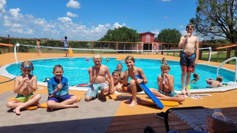 Campers enjoying pool time