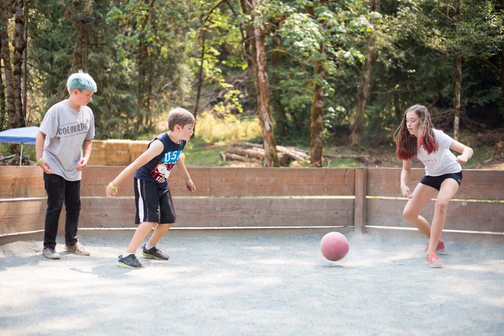 Campers playing GaGa ball